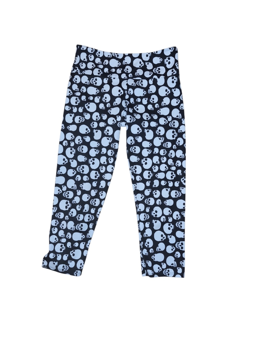 Onzie Black and White Skull Print Capri Leggings M/L